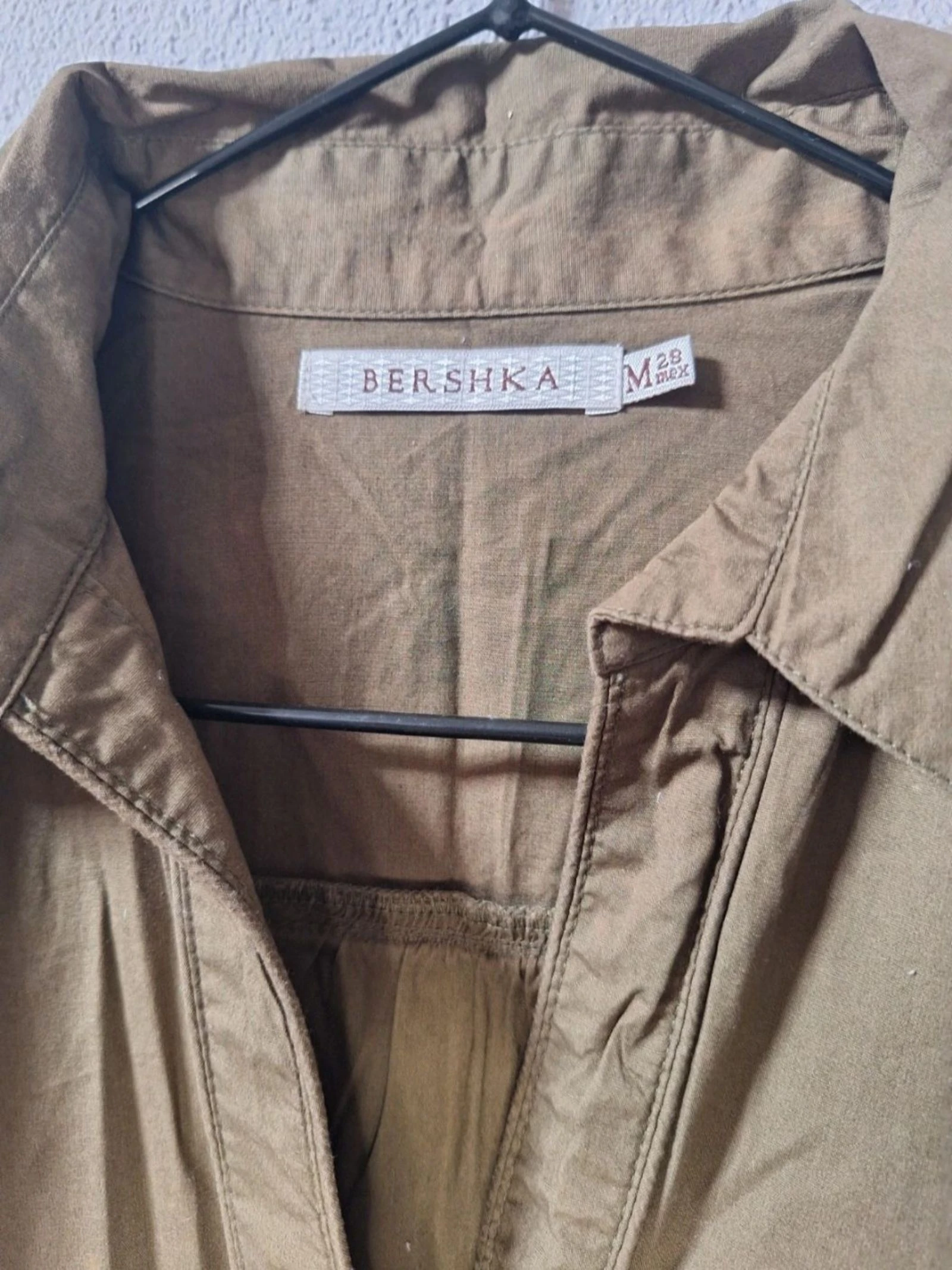 Bershka green khaki cotton safari style shirt dress Size M – photo 3